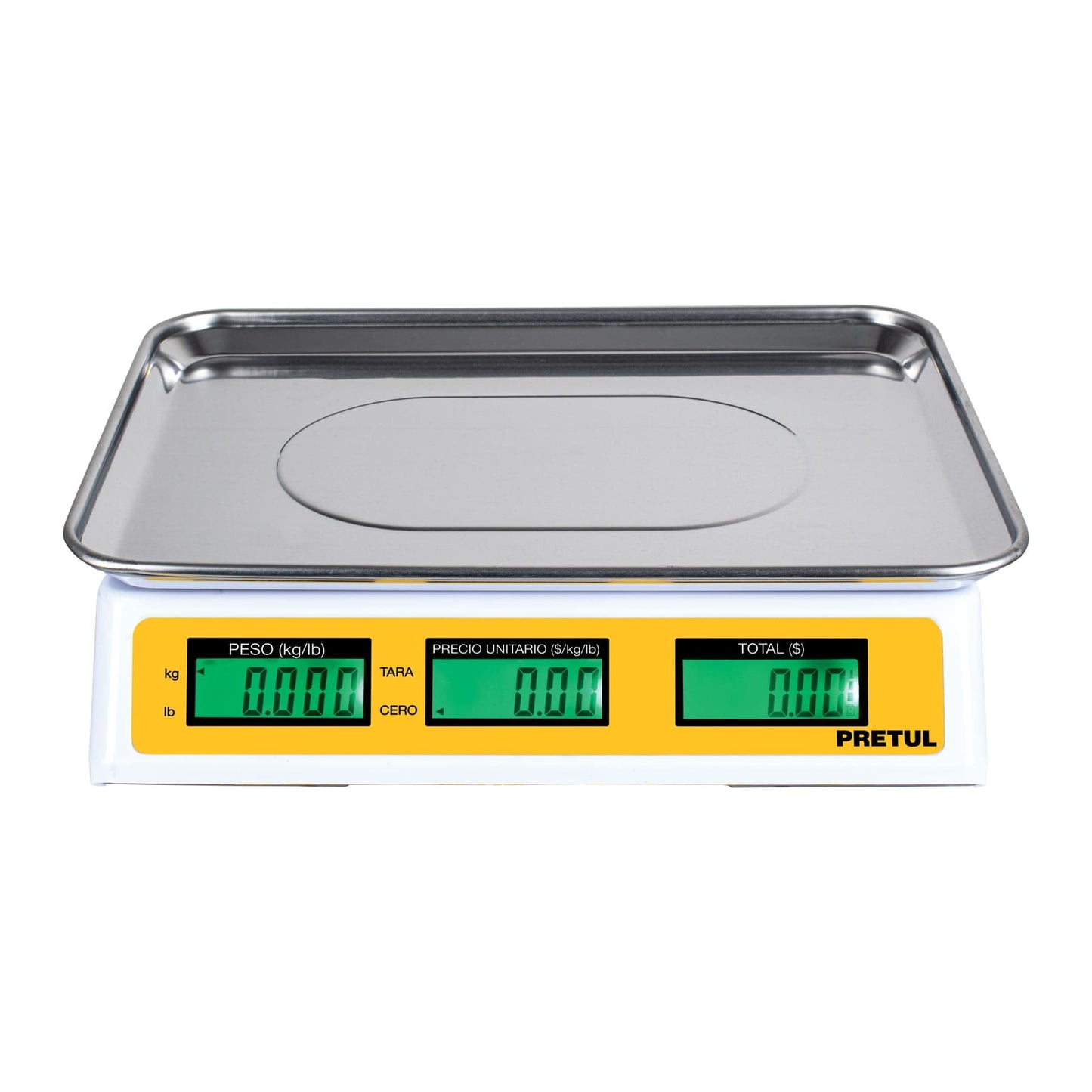 Báscula Electrónica Comercial 30kg PRETUL BASE-30P - Doble Display, Batería 40hrs, Función TARA - Solución Completa para Pesaje Profesional