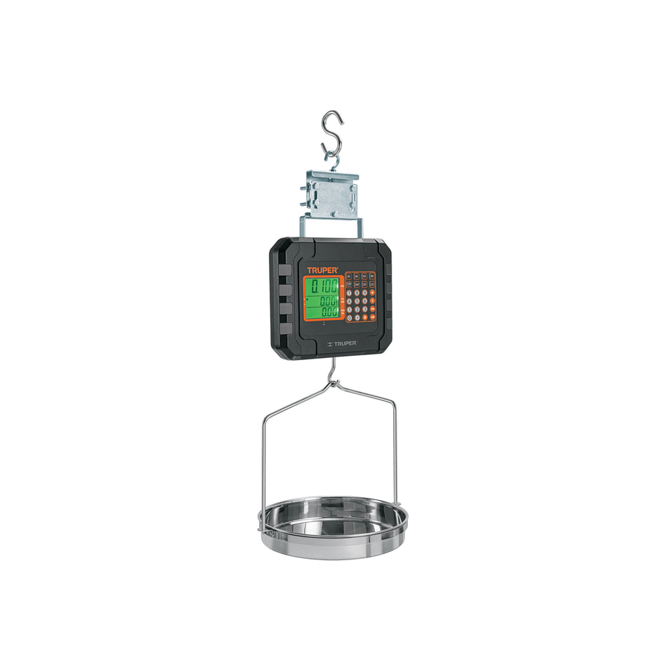 Báscula Electrónica Colgante Comercial 40kg Recargable con Charola Acero Inoxidable - Pesaje Preciso para Comercios y Mercados