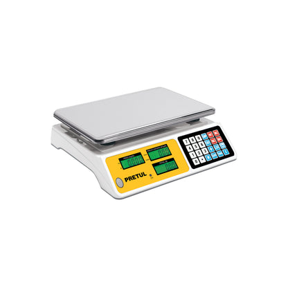 Báscula Electrónica Comercial 40kg PRETUL BASE-40P - Doble Display Digital con Batería Recargable para Pesaje Profesional
