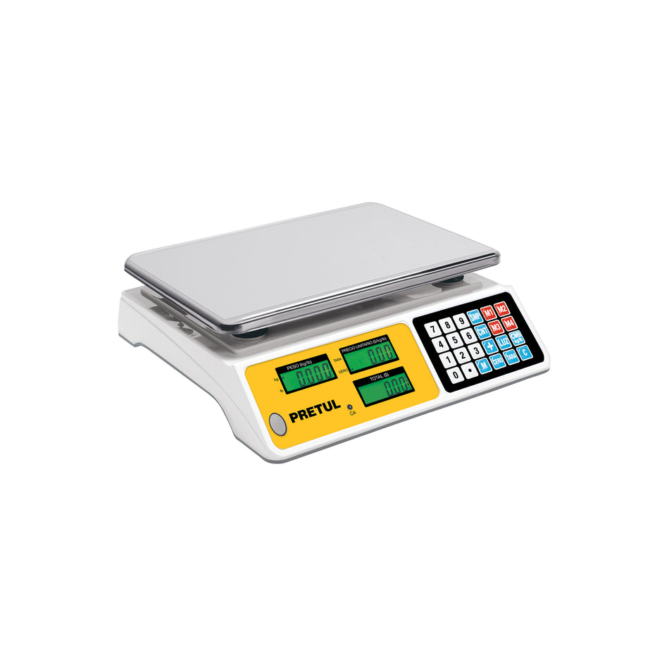 Báscula Electrónica Comercial 40kg PRETUL BASE-40P - Doble Display Digital con Batería Recargable para Pesaje Profesional