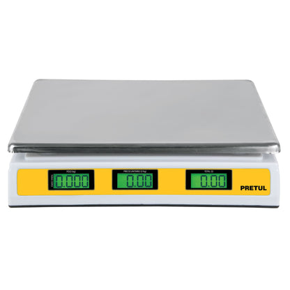 Báscula Electrónica Comercial 40kg PRETUL BASE-40P - Doble Display Digital con Batería Recargable para Pesaje Profesional