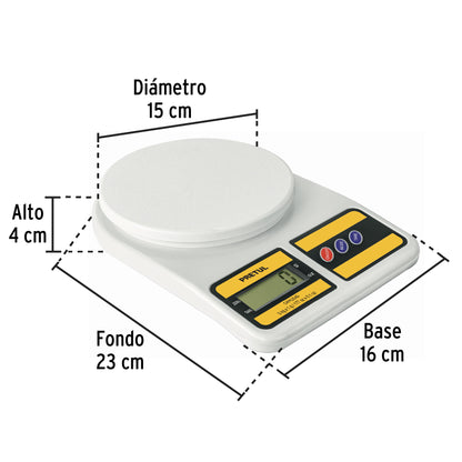 Báscula Digital Cocina 5kg Pretul BASE-5EPP - Plato Polipropileno, Pantalla LCD, Función TARA - Solución Precisa para Pesado Profesional