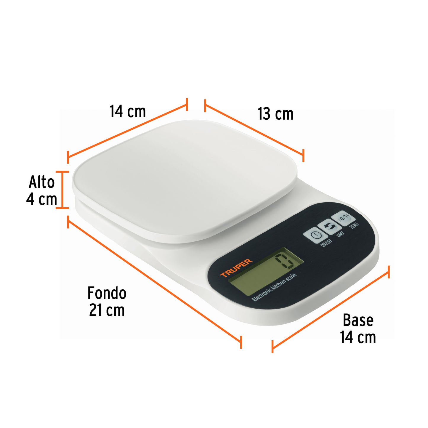 Báscula Digital de Cocina Truper 5kg - Plato ABS con Función TARA y Pantalla LCD - Solución Precisa para Pesaje Profesional