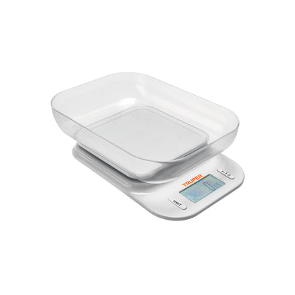 Báscula Digital de Cocina Truper 5kg con Tazón - Función TARA y Display LCD - Pesaje Preciso para Cocinar
