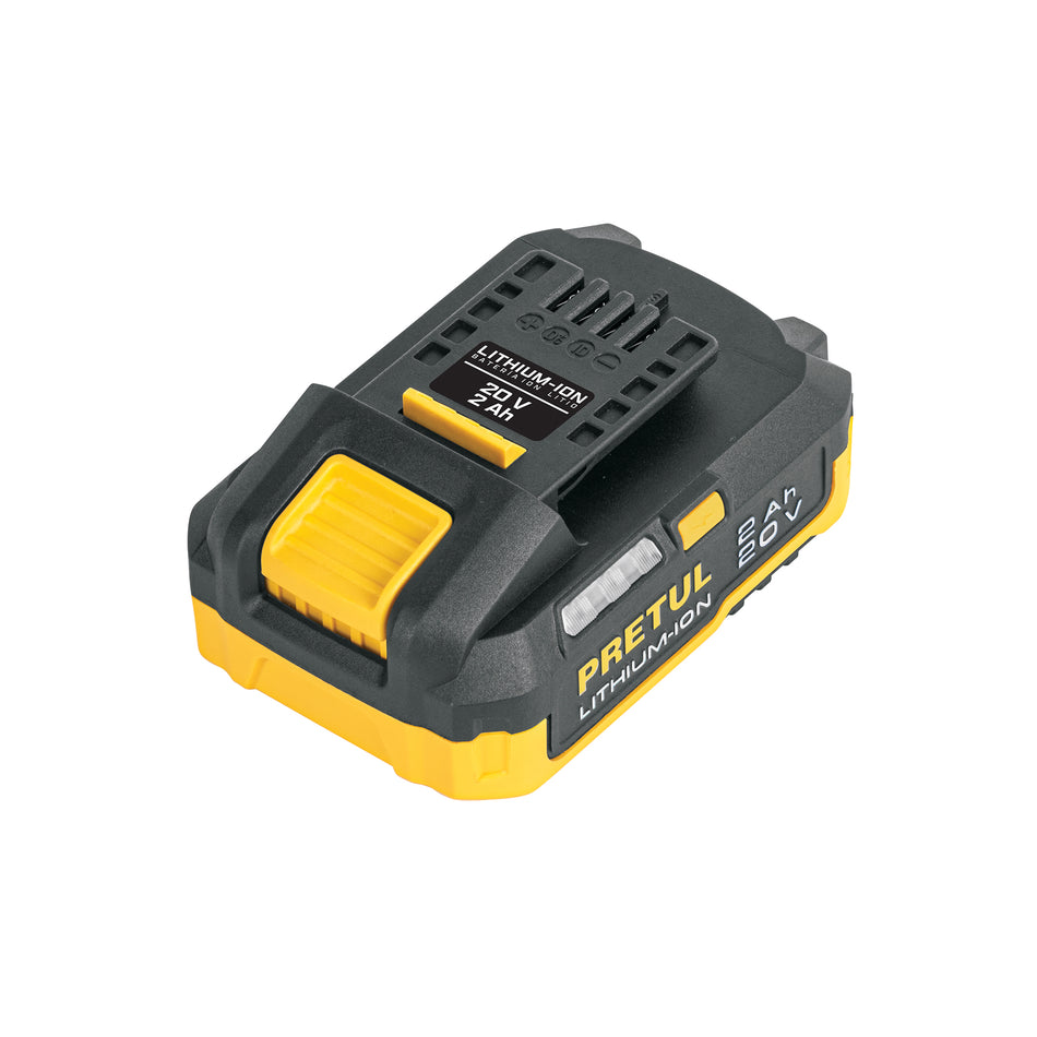 Batería Recargable Ion Litio 20V 2Ah PRETUL - Triple Protección LED Indicador Compatible Herramientas Inalámbricas