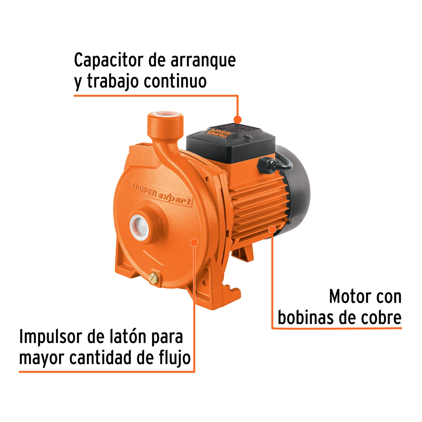 Bomba Centrífuga 1 HP EXPERT BOAC-1 - Alto Caudal para Cisterna a Tinaco - Agua Limpia Modelo Europeo