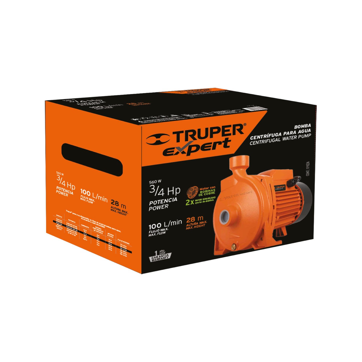 Bomba Centrífuga EXPERT 3/4 HP Alto Caudal - Cisterna a Tinaco Agua Limpia BOAC-3/4