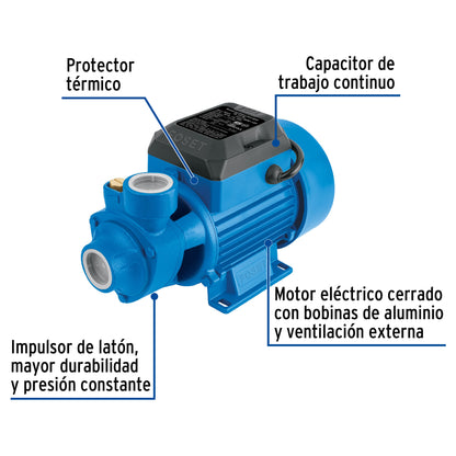Bomba Periférica FOSET 1/2HP 30m Altura Máxima - Bombeo Agua Limpia Uso Agrícola BOAP-1/2F2