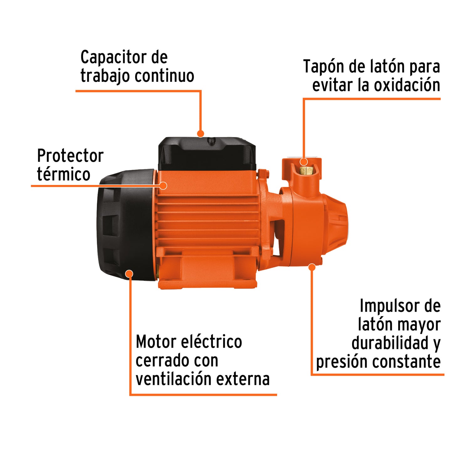 Bomba Periférica EXPERT 1/2HP 45m Altura Máxima - Bombeo Agua Limpia Uso Agrícola BOAP-1/2