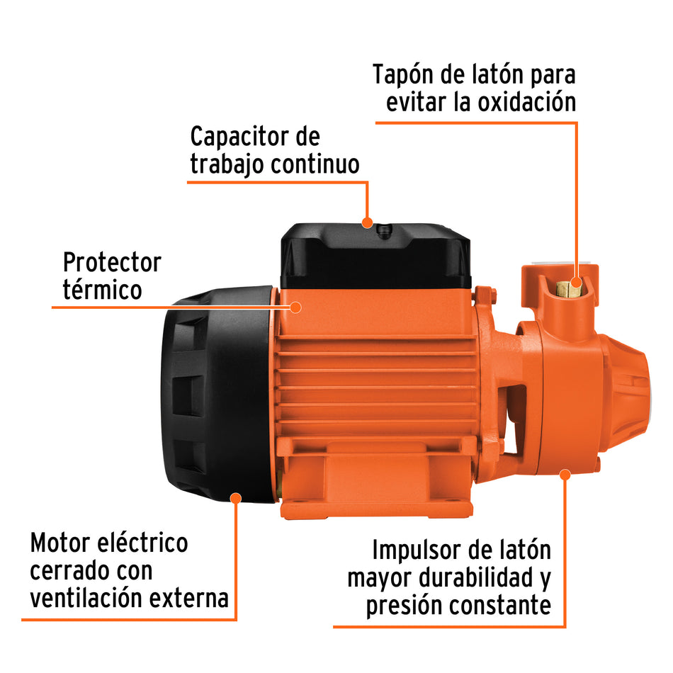 Bomba Periférica 1HP EXPERT BOAP-1 - Altura Máxima 70m para Uso Agrícola - Bombeo de Agua Limpia a Lugares Altos
