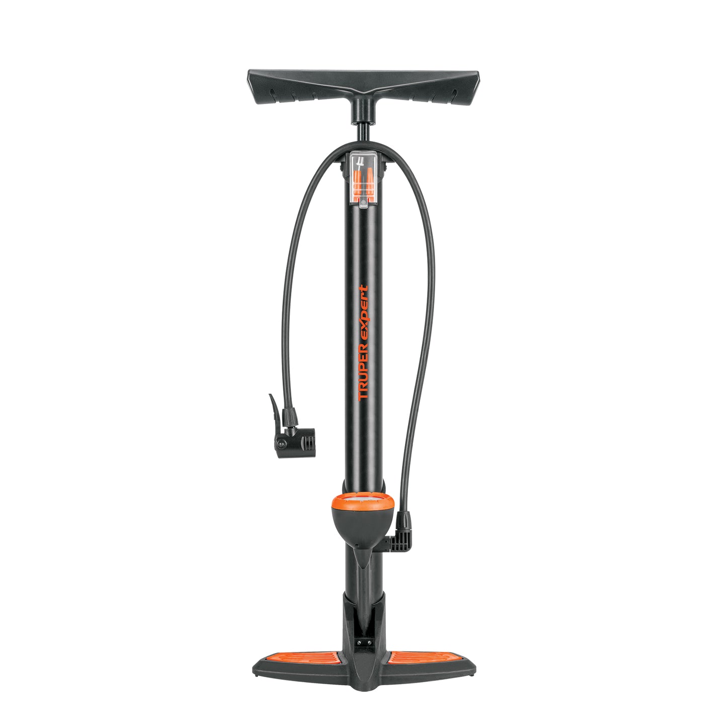 Bomba Manual con Manómetro TRUPER EXPERT 120 PSI - Inflador Universal para Bicicletas y Balones con Válvulas Presta, Schrader y Dunlop - Cuerpo Acero Carbón Antiderrapante