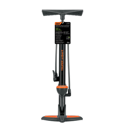 Bomba Manual con Manómetro TRUPER EXPERT 120 PSI - Inflador Universal para Bicicletas y Balones con Válvulas Presta, Schrader y Dunlop - Cuerpo Acero Carbón Antiderrapante