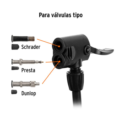 Bomba Manual PRETUL 80 PSI - Inflador Profesional para Bicicletas y Balones con Cilindro de Acero y Cabeza Dual Universal - Solución Rápida para Neumáticos Desinflados