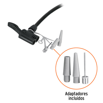 Bomba Manual TRUPER BOM-TR 100 PSI - Inflador Profesional Acero Carbono para Bicicletas y Balones - Cabeza Dual Válvulas Presta Schrader Dunlop