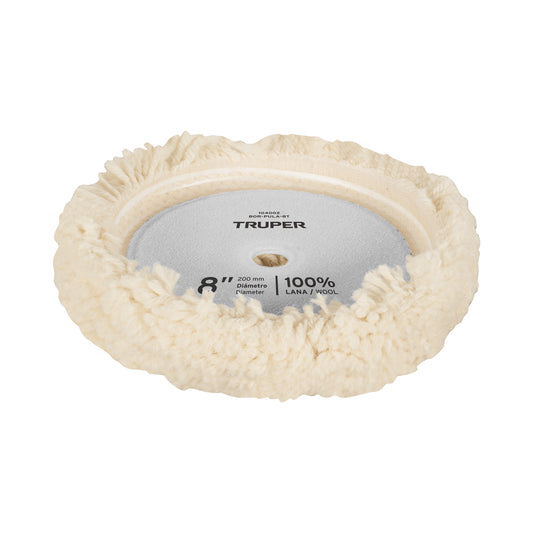 Borla para pulir lana trenzada de 8" hook and loop, TRUPER