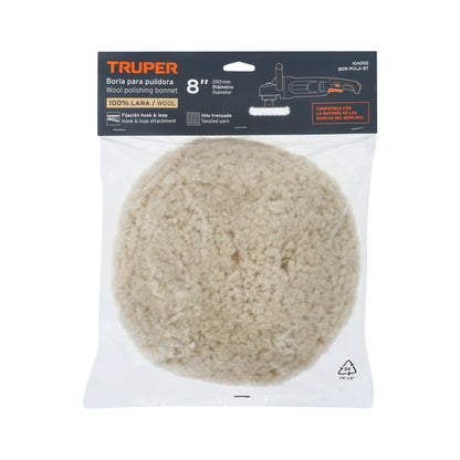 Borla para pulir lana trenzada de 8" hook and loop, TRUPER