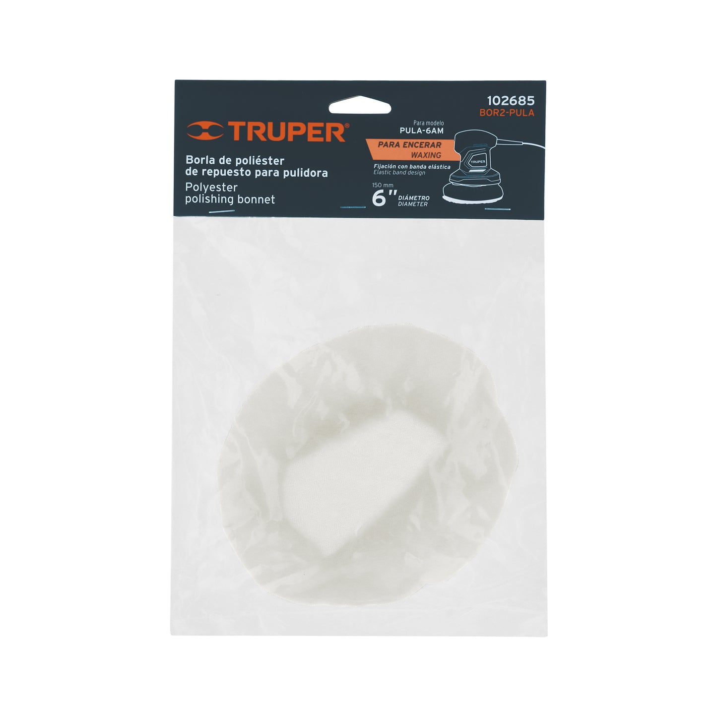 Borla 100% poliéster de 6", banda elástica, TRUPER