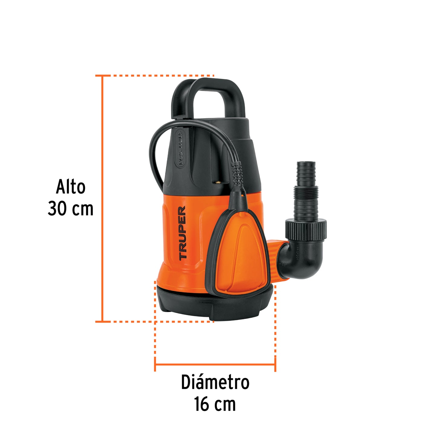 Bomba Sumergible TRUPER 1/2 HP BOS-1/2LP - Agua Limpia Doméstica Industrial - 108 L/min 8m Altura