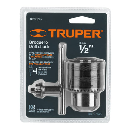 Broquero 1/2" con llave, cuerpo moleteado, TRUPER