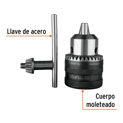Broquero 1/2" con llave, cuerpo moleteado, TRUPER