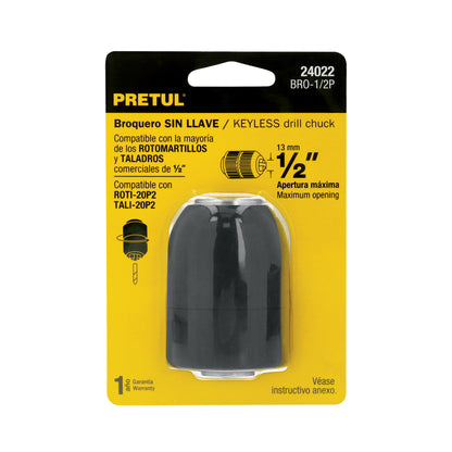 Broquero 1/2" sin llave, para máquinas inalámbricas, PRETUL
