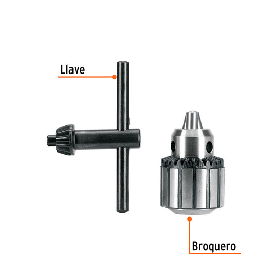 Broquero 1/4" con llave, cuerpo estriado, TRUPER EXPERT