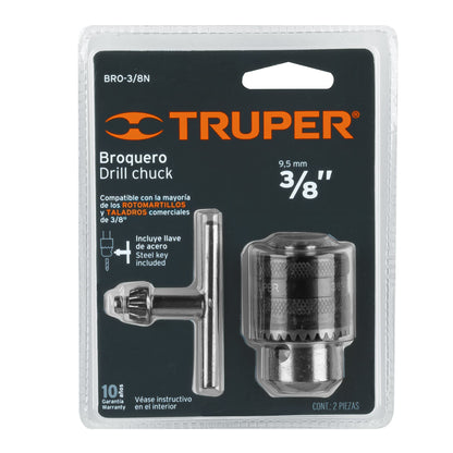 Broquero 3/8" con llave, cuerpo moleteado, TRUPER