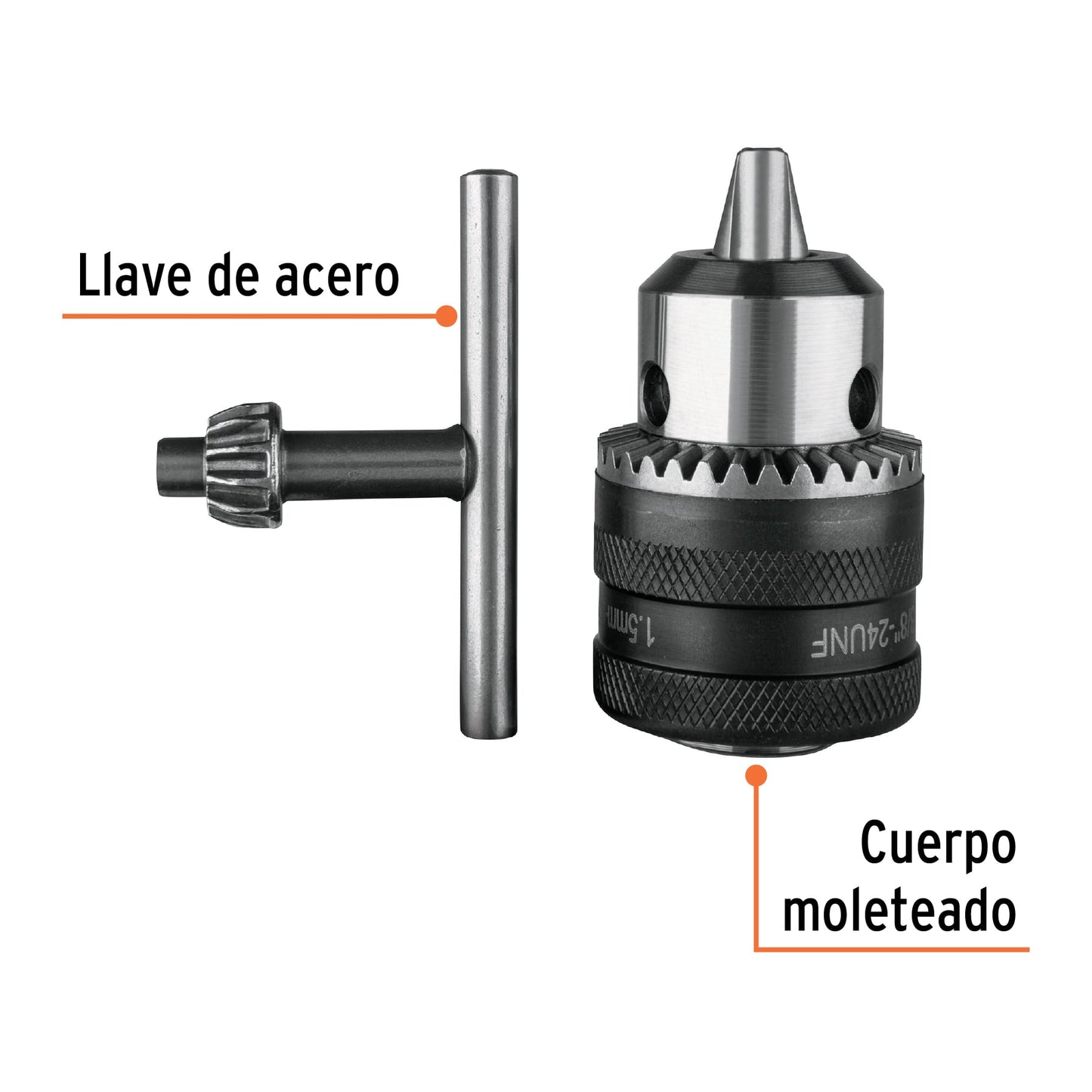 Broquero 3/8" con llave, cuerpo moleteado, TRUPER