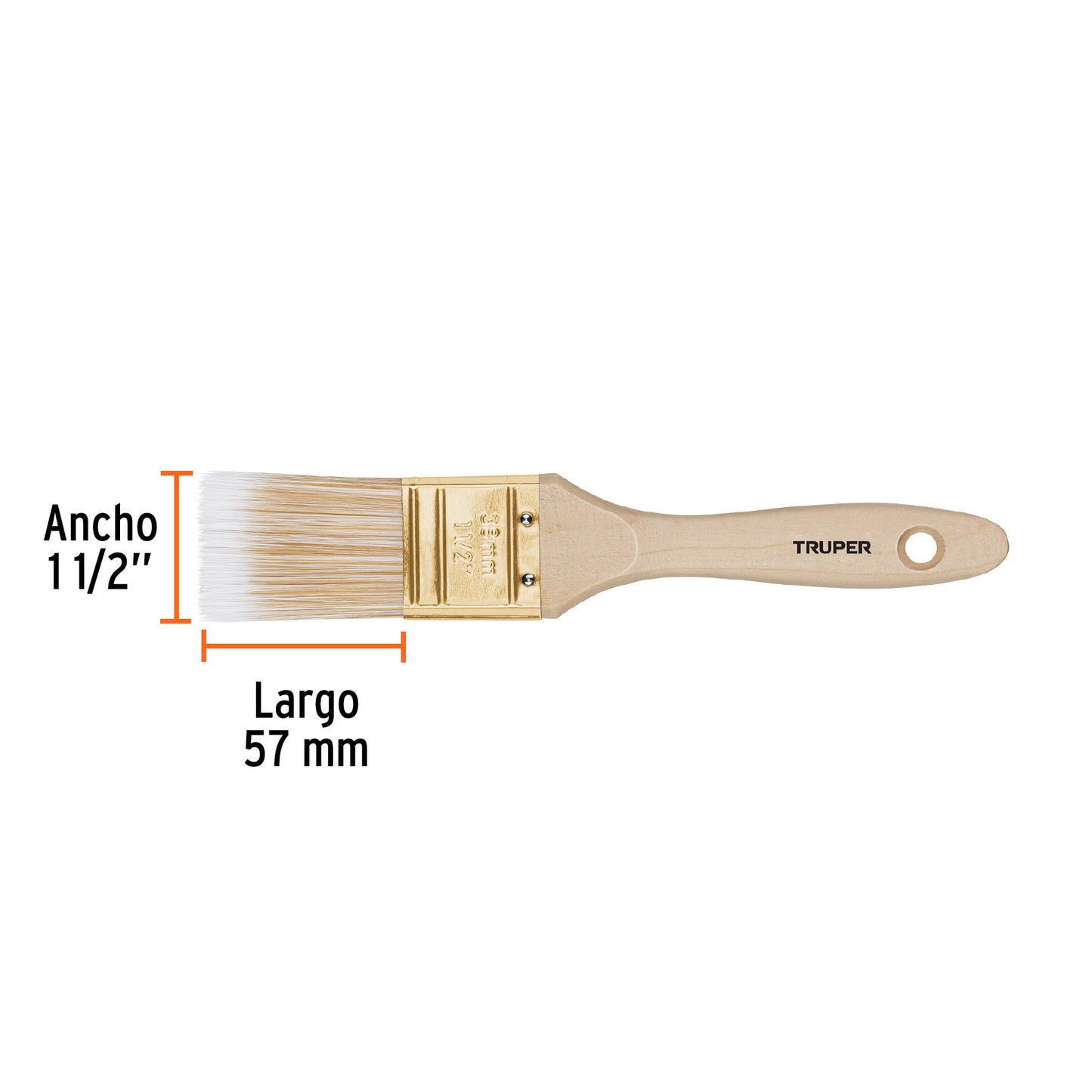 Brocha Cerdas Sintéticas 1-1/2 Pulgadas BRT-1-1/2S - Acabado Extrafino para Pintura en Madera, Concreto y Metal - Mango de Madera Profesional