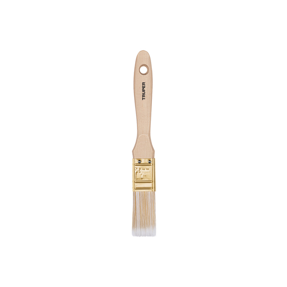 Brocha Profesional Cerdas Sintéticas 1 Pulgada BRT-1S - Acabado Extrafino para Pintura en Madera, Concreto y Metal - Mango de Madera con Corte Recto - Solución Perfecta para Pintores Profesionales y Bricolaje