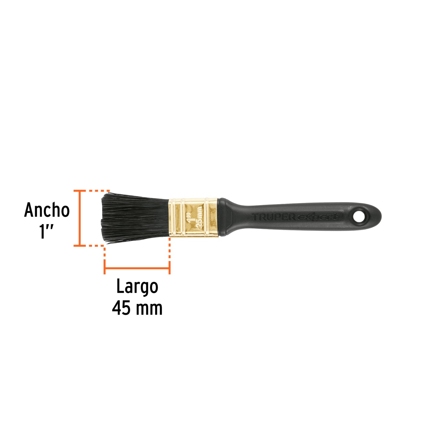 Brocha Profesional 1 Pulgada Truper Expert BRT-1X - Cerdas Sintéticas y Naturales para Pintura Uniforme en Concreto, Metal, Estuco y Madera