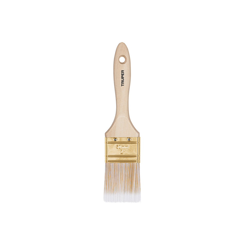 Brocha Profesional 2 Pulgadas Cerdas Sintéticas BRT-2S - Acabado Extrafino para Pintura en Madera, Concreto y Metal - Mango de Madera con Distribución Uniforme