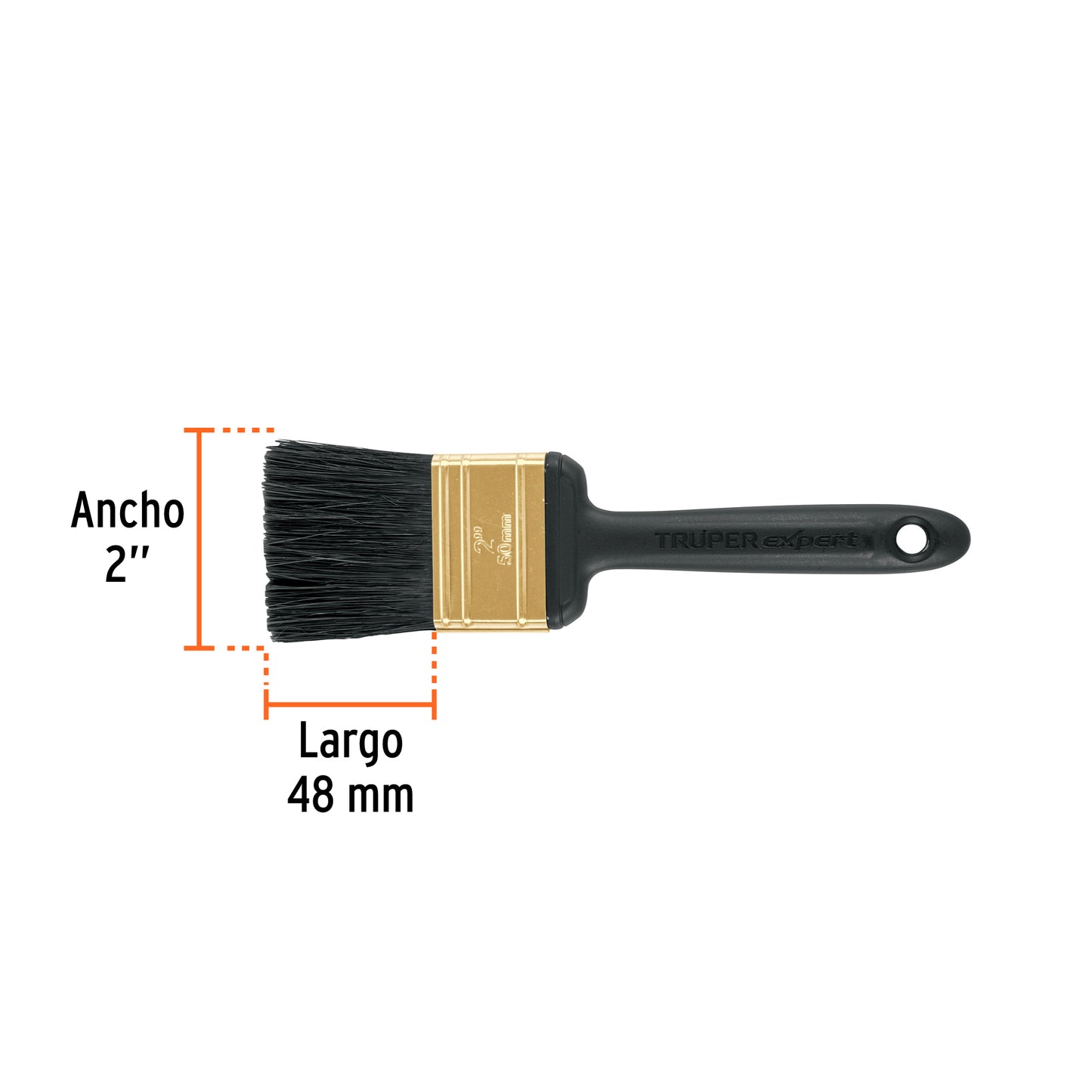 Brocha Profesional 2 Pulgadas Truper Expert BRT-2X - Cerdas Sintéticas y Naturales para Pintura Uniforme en Concreto, Metal, Estuco y Madera