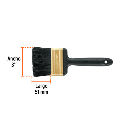 Brocha Profesional 3 Pulgadas BRT-3X Truper Expert - Cerdas Sintéticas y Naturales para Pintura Uniforme en Concreto, Metal, Estuco y Madera