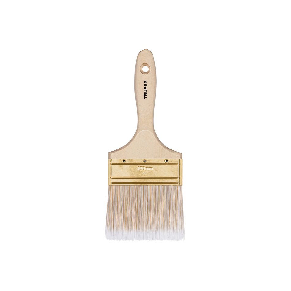 Brocha Profesional 4 Pulgadas Cerdas Sintéticas BRT-4S - Acabado Extrafino para Pintura en Madera, Concreto y Metal - Mango de Madera con Corte Recto - Solución Perfecta para Aplicación Uniforme de Pintura
