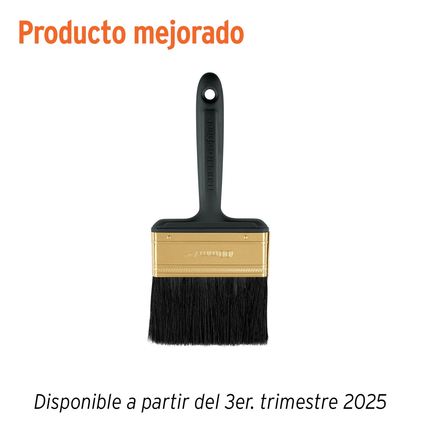 Brocha Profesional 4 Pulgadas BRT-4X Truper Expert - Cerdas Sintéticas y Naturales para Pintura Uniforme en Concreto, Metal, Estuco y Madera - Mango Ergonómico Antideslizante