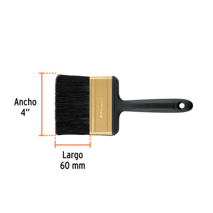 Brocha Profesional 4 Pulgadas BRT-4X Truper Expert - Cerdas Sintéticas y Naturales para Pintura Uniforme en Concreto, Metal, Estuco y Madera - Mango Ergonómico Antideslizante