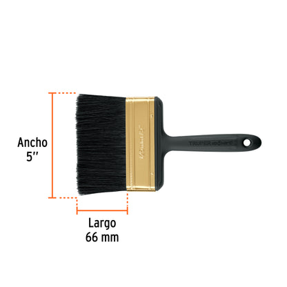 Brocha Profesional 5 Pulgadas Truper Expert BRT-5X - Cerdas Sintéticas y Naturales para Pintura Uniforme en Concreto, Metal, Estuco y Madera