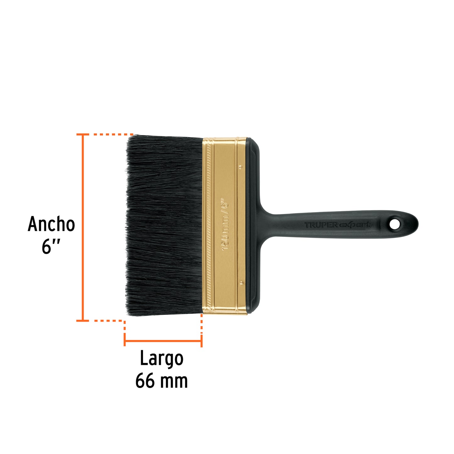 Brocha Profesional 6 Pulgadas BRT-6X Truper Expert - Cerdas Sintéticas y Naturales para Pintura Uniforme en Concreto, Metal, Estuco y Madera - Mango Antideslizante