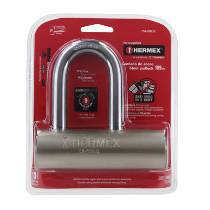 Candado de Seguridad HERMEX 109mm | Gancho Largo, Llave de Puntos