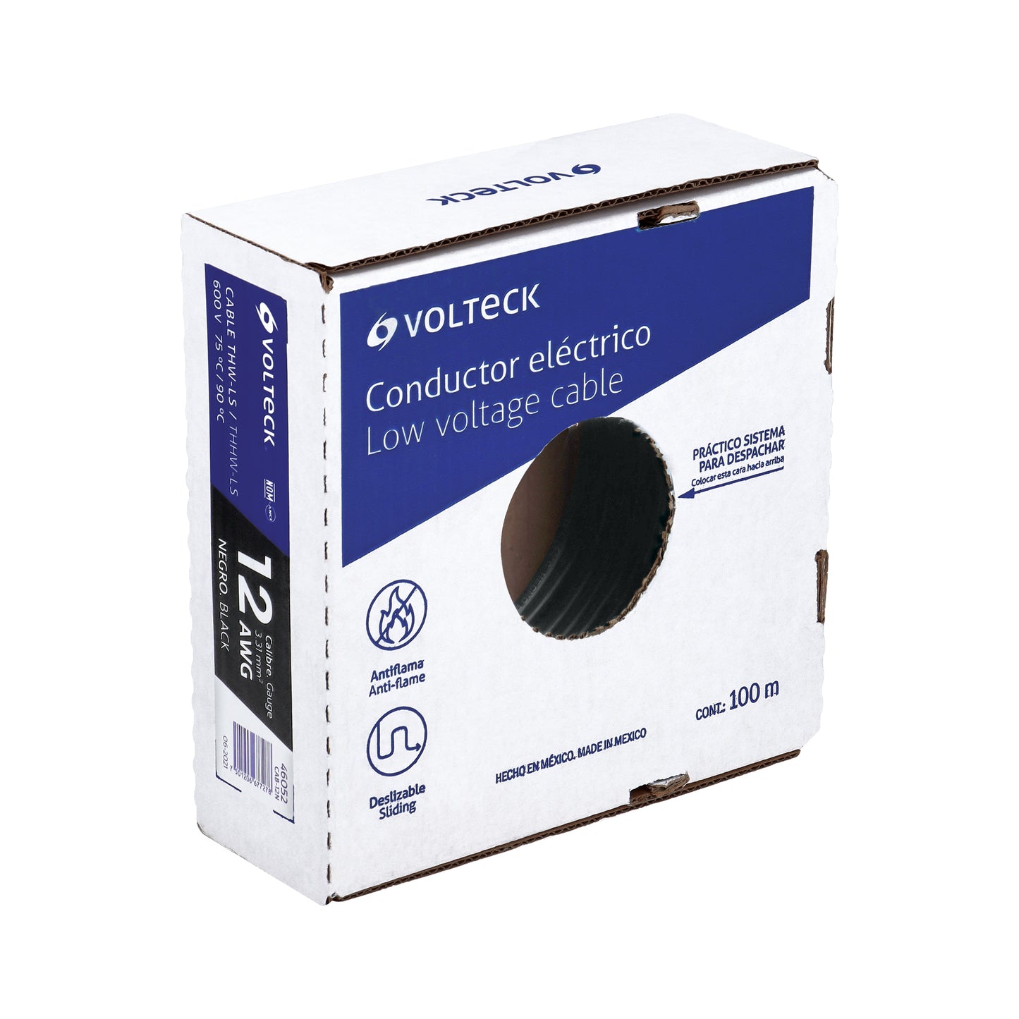 Cable THHW-LS 12 AWG Negro 100m Volteck - Instalación Eléctrica Segura Resistente Calor y Humedad