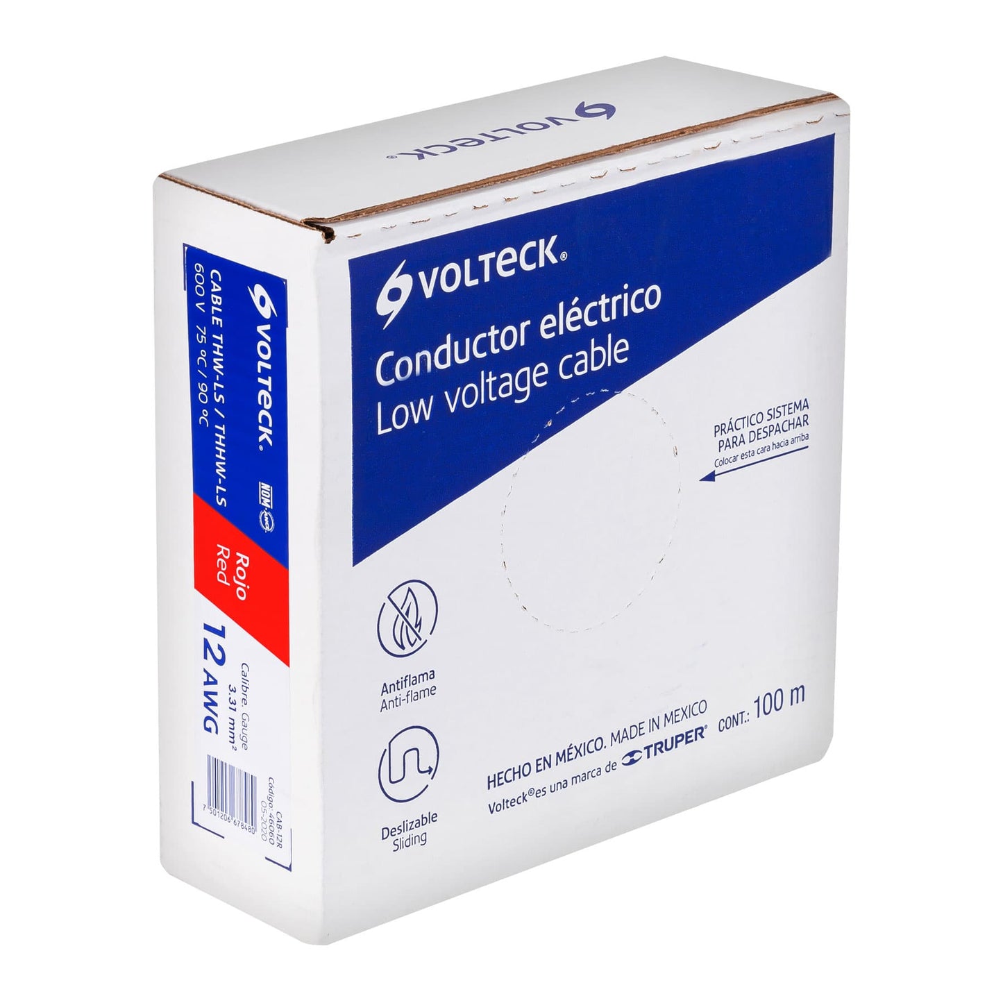 Cable THHW-LS 12 AWG Rojo 100m Volteck - Solución Profesional para Instalaciones Eléctricas Residenciales y Comerciales