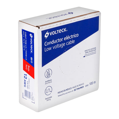 Cable THHW-LS 12 AWG Rojo 100m Volteck - Solución Profesional para Instalaciones Eléctricas Residenciales y Comerciales