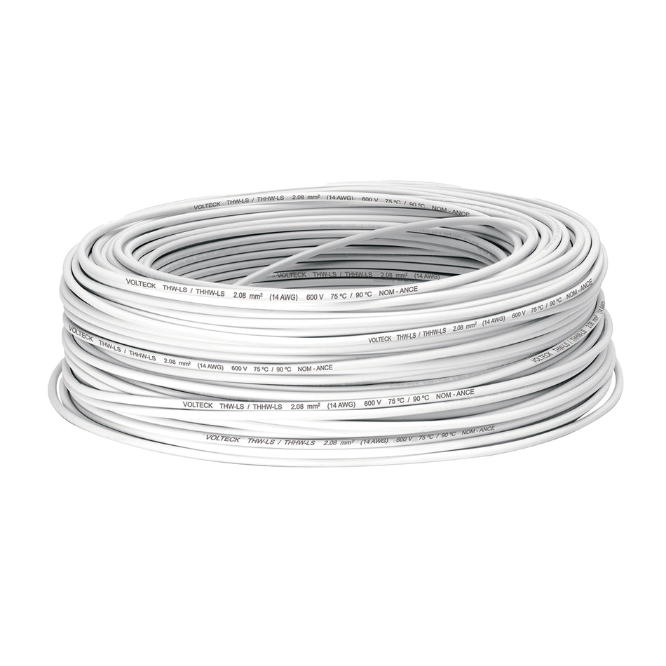 Cable THHW-LS 14 AWG Blanco 100m Volteck - Solución Profesional para Instalaciones Eléctricas Residenciales y Comerciales