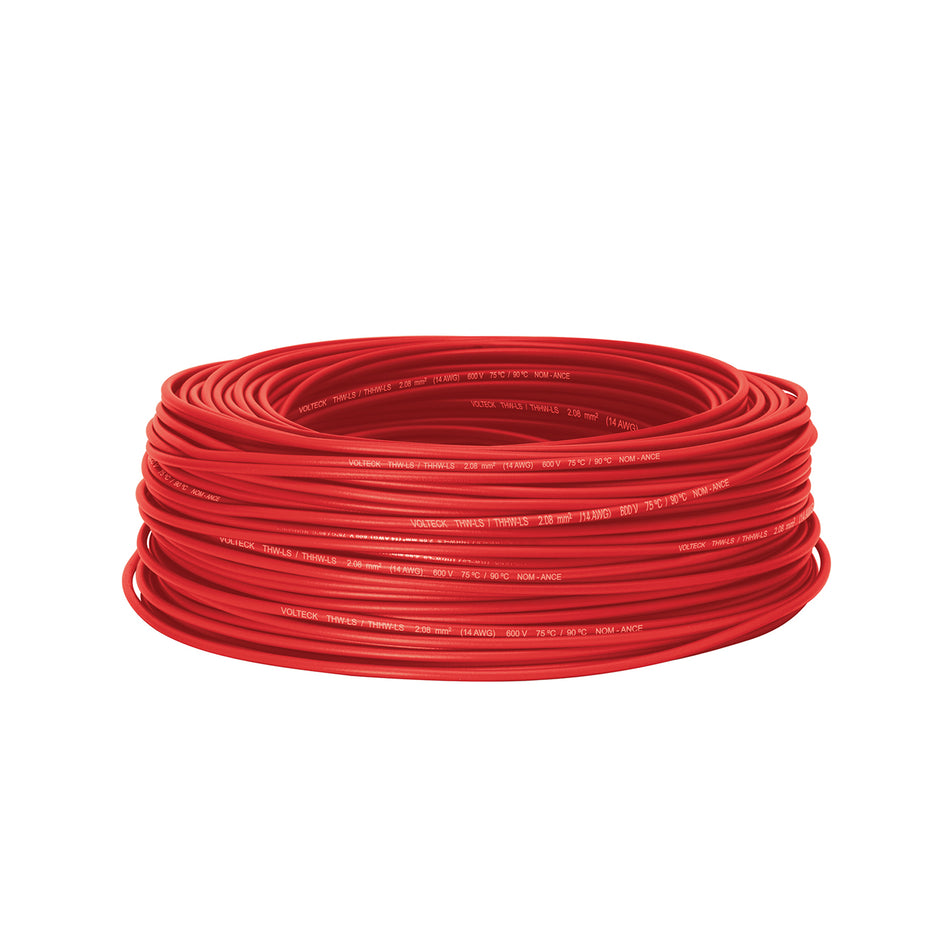 Cable THHW-LS 14 AWG Rojo 100m Volteck - Instalación Eléctrica Segura Resistente Calor y Humedad