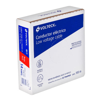 Cable THHW-LS 14 AWG Rojo 100m Volteck - Instalación Eléctrica Segura Resistente Calor y Humedad