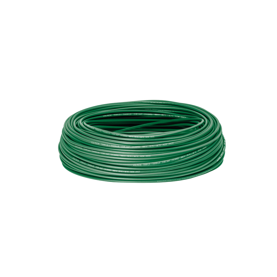 Cable THHW-LS 14 AWG Verde 100m Volteck - Instalación Eléctrica Segura Resistente Calor Humedad - Cableado Iluminación Contactos Casa