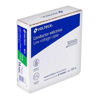 Cable THHW-LS 14 AWG Verde 100m Volteck - Instalación Eléctrica Segura Resistente Calor Humedad - Cableado Iluminación Contactos Casa