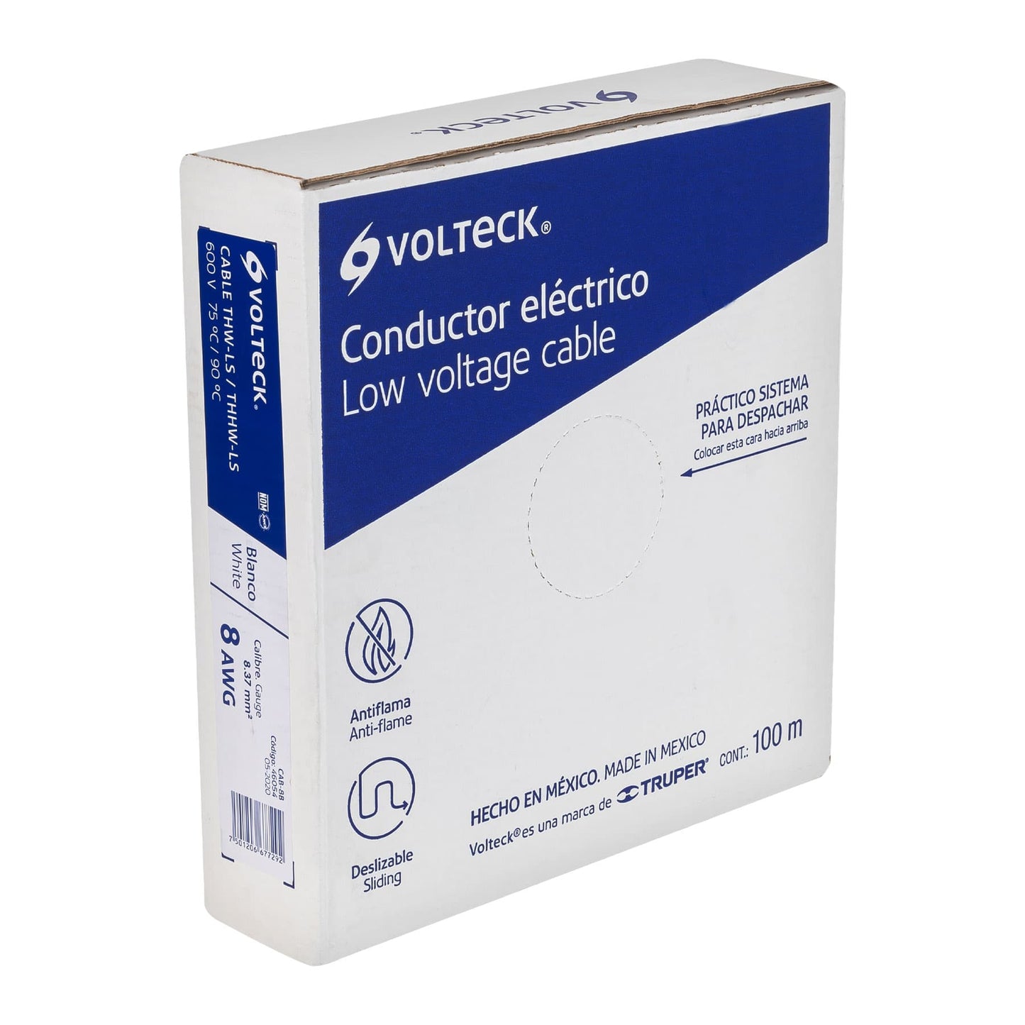 Cable THHW-LS 8 AWG Blanco 100m Volteck - Solución Profesional para Instalaciones Eléctricas Residenciales y Comerciales