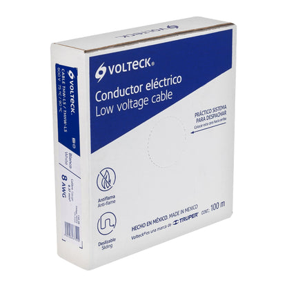 Cable THHW-LS 8 AWG Blanco 100m Volteck - Solución Profesional para Instalaciones Eléctricas Residenciales y Comerciales